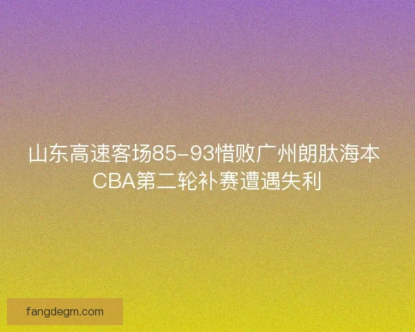 山东高速客场85-93惜败广州朗肽海本 CBA第二轮补赛遭遇失利